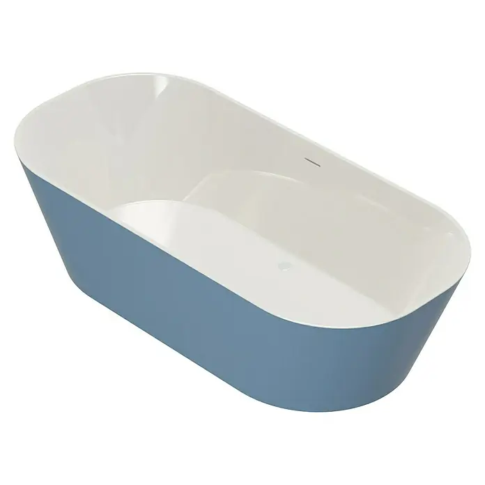 Camargue Freistehende Badewanne Torino - L x B: 170 x 80 cm, Sanitäracryl, Blau/Weiß - Elegante freistehende Badewanne in Blau und Weiß. Die moderne Formgebung macht sie zum Blickfang in jedem Badezimmer.\n