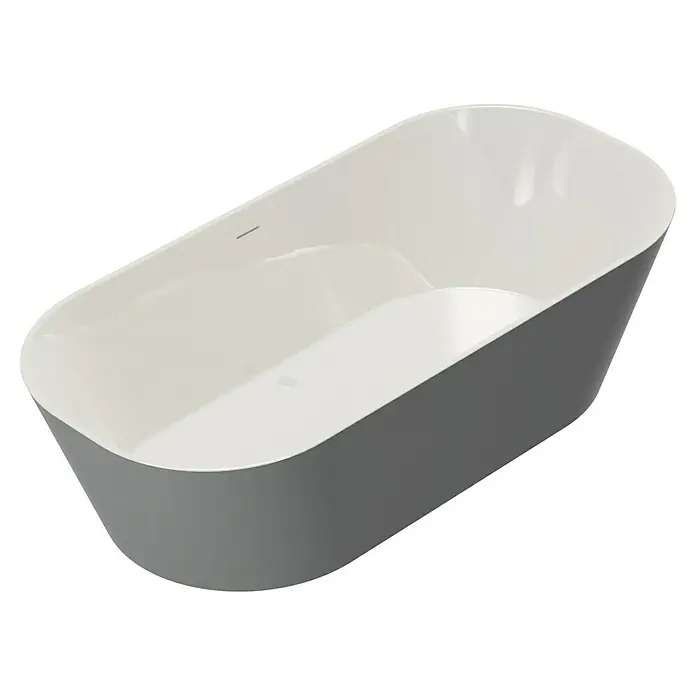 Camargue Freistehende Badewanne Torino - L x B: 170 x 80 cm, Sanitäracryl, Platingrau/Weiß - Freistehende Badewanne mit schlichtem Design. Die Wanne ist weiß und hat eine ovale Form. Perfekt für ein modernes Badezimmer.