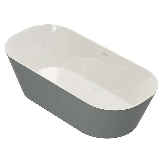 Camargue Freistehende Badewanne Torino - L x B: 170 x 80 cm, Sanitäracryl, Platingrau/Weiß - Freistehende Badewanne in Grau und Weiß. Moderne Badewanne für entspannende Momente.