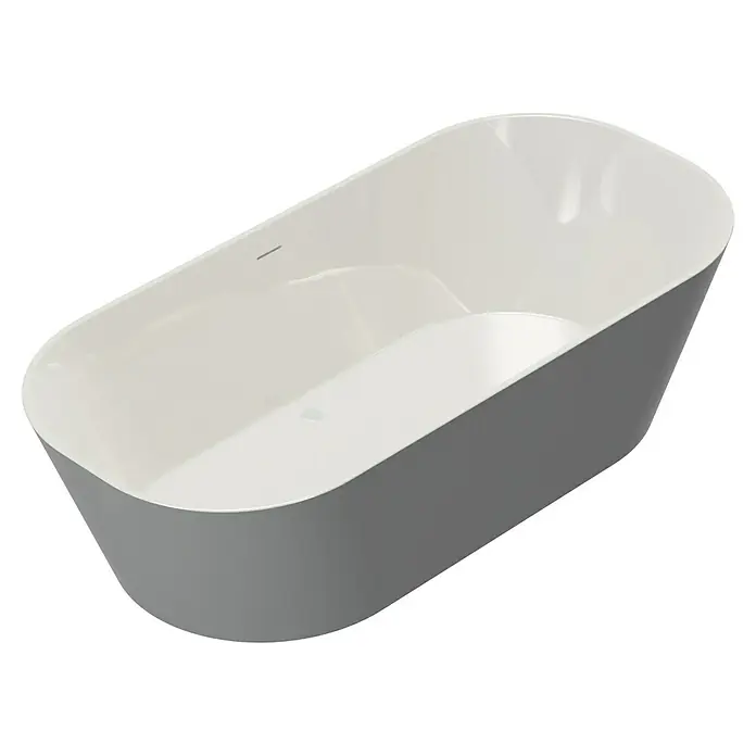 Camargue Freistehende Badewanne Torino - L x B: 170 x 80 cm, Sanitäracryl, Aluminium/Weiß - Dieses Bild zeigt eine freistehende Badewanne, die durch ihr schlichtes Design und die glatten, weißen Oberflächen besticht. Sie lädt zum Entspannen ein.