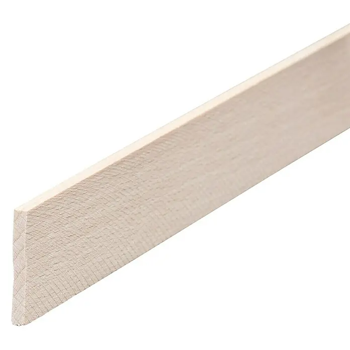 Rechteckleiste - 100 cm x 23 mm x 3 mm, Buche - Nahaufnahme eines unbehandelten Holzbretts mit sichtbarer Maserung, ideal für DIY-Projekte und Bauanwendungen.