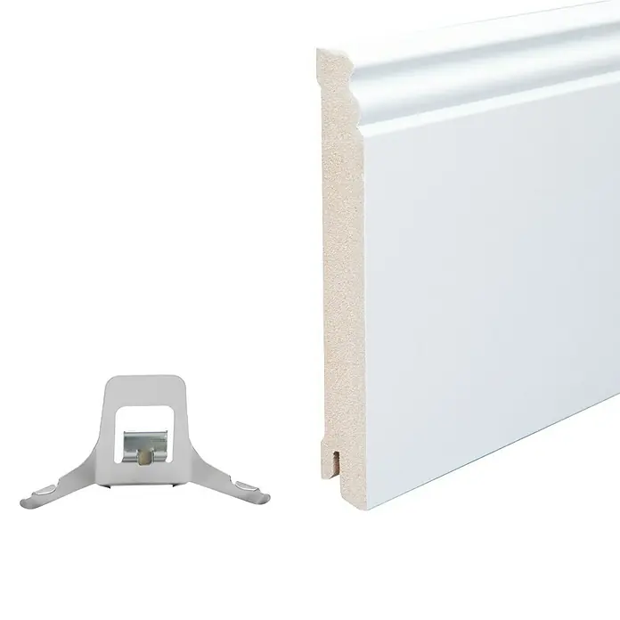 Sockelleiste - 244 x 1,8 x 14,5 cm, MDF - Weiße Sockelleiste mit Clip-System zur einfachen Montage, ideal für moderne und stilvolle Raumgestaltungen.