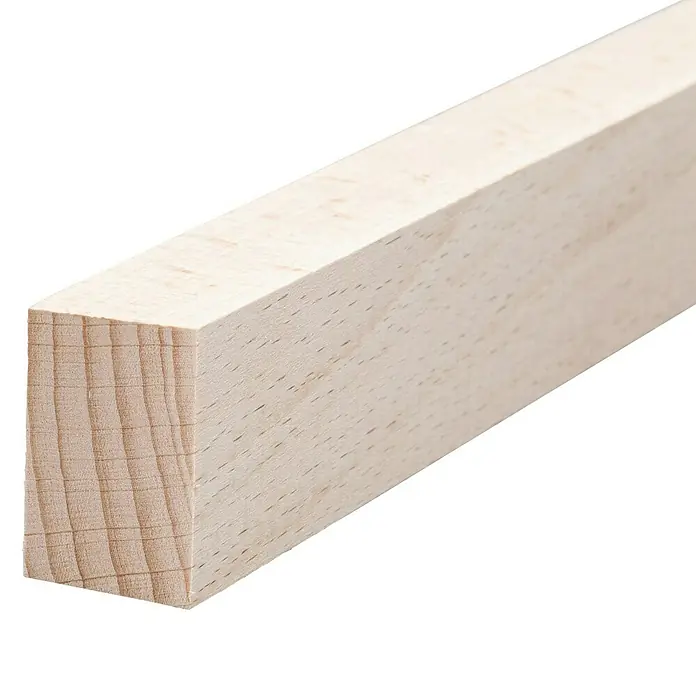 Rechteckleiste - 100 cm x 29 mm x 20 mm, Buche - Nahaufnahme eines hellen, unbehandelten Holzstücks mit deutlicher Maserung vor schwarzem Hintergrund. Ideal für Handwerk und Modellbau.