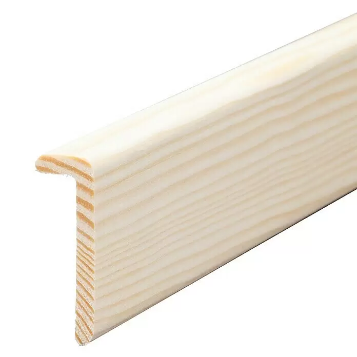 Winkelleiste - 90 cm x 45 mm x 15 mm, Kiefer - Helles Holz T-Profil Übergangsleiste mit sichtbarer Maserung.