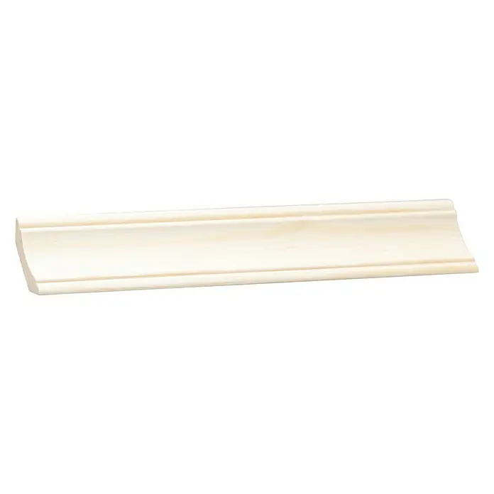 Abschlussleiste - 240 x 2,9 x 2,9 cm, Kiefer, Natur - Eine Nahaufnahme einer unlackierten Zierleiste aus Holz, die sich ideal für DIY-Projekte und zur individuellen Gestaltung Ihres Zuhauses eignet.