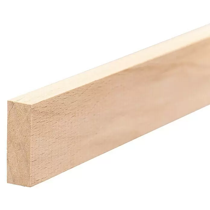 Rechteckleiste - 100 cm x 30 mm x 10 mm, Buche - Hellbraunes, unbehandeltes Holzbrett mit sichtbarer Maserung, für Bastel- oder Bauarbeiten.