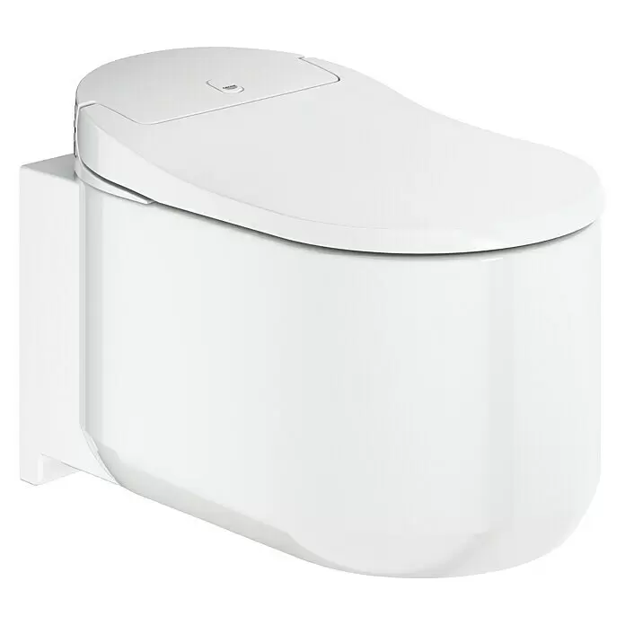 Grohe Sensia Arena Wand-Dusch-WC-Set - Spülrandlos, Mit antibakterieller Glasur, Spülform: Tief, WC Abgang: Waagerecht, Weiß - Weißes wandhängendes WC mit modernem integriertem Bidet-Sitz.