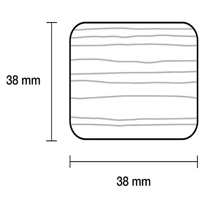 Quadratleiste - 240 x 3,8 x 3,8 cm - Rechteckiges Produkt mit abgerundeten Ecken und Holzmaserung, Abmessungen: 38 mm x 38 mm.\n