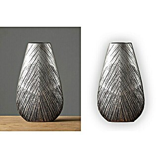 Vase (L x B x H: 16 x 7,5 x 26 cm, Silber/Schwarz)