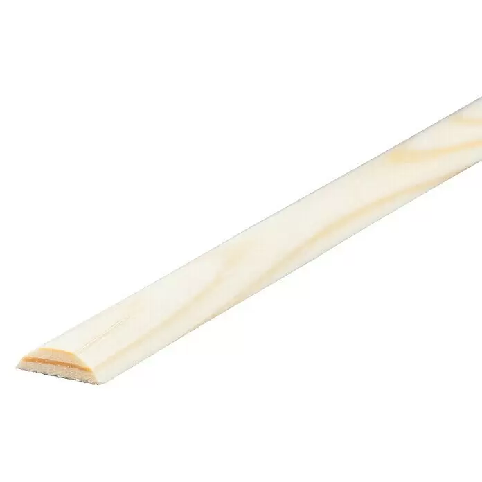 Halbrundstab - 90 cm x 15 mm x 5 mm, Kiefer - Helle Holz-Viertelstab-Leiste mit sichtbarer Maserung.