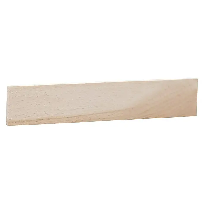 Rechteckleiste - 100 cm x 40 mm x 5 mm, Buche - Detailaufnahme eines hellen, unbehandelten Holzstücks, das die natürliche Maserung und Textur des Materials hervorhebt.