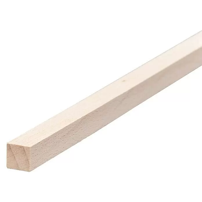 Quadratleiste - 100 cm x 10 mm x 10 mm, Buche - Heller, quadratischer Holzstab, unbehandelt.