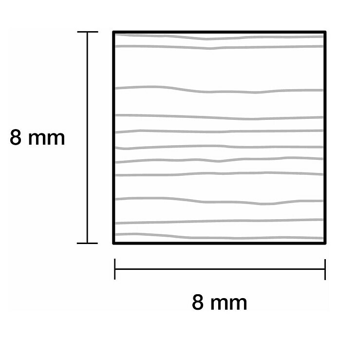 Quadratleiste (1 m x 8 mm x 8 mm, Buche, Unbehandelt)