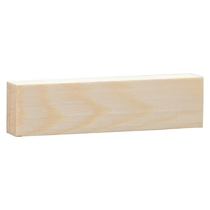 Rechteckleiste - 90 cm x 23 mm x 13 mm, Kiefer - Nahaufnahme eines hellen, rechteckigen Holzblocks, der die natürliche Maserung und Textur des Holzes hervorhebt.