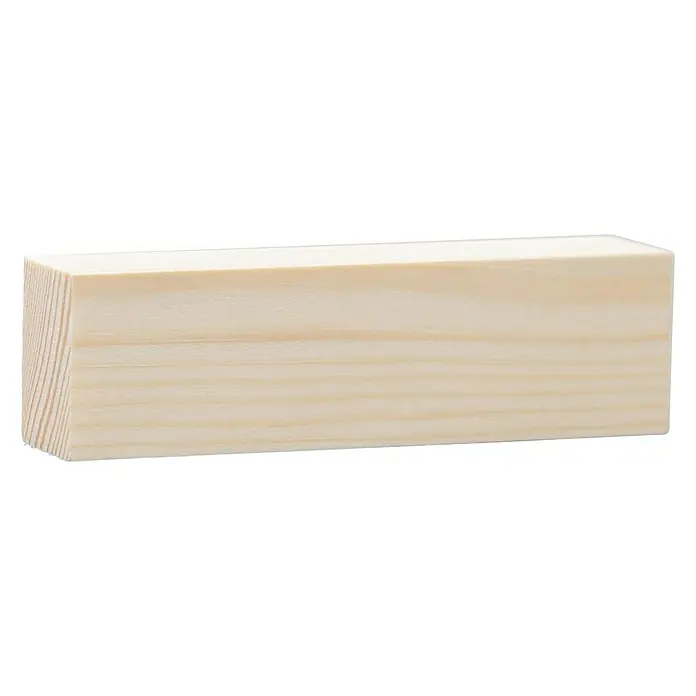 Rechteckleiste - 90 cm x 23 mm x 19 mm, Kiefer - Helles, unbehandeltes Holzstück mit sichtbaren Holzmaserungen, ideal für Bastelarbeiten und Heimwerkerprojekte.