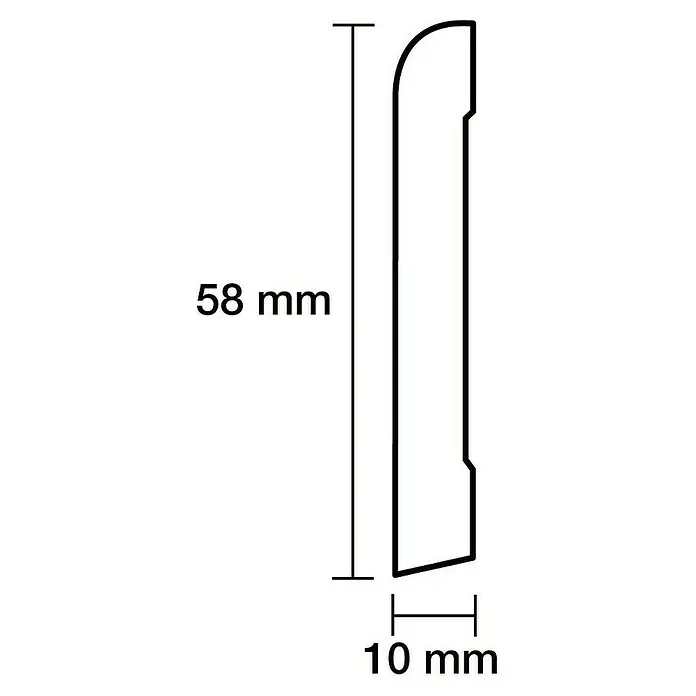 Sockelleiste - 244 x 0,95 x 5,8 cm, MDF, 2 Stk. - Profilleiste mit den Abmessungen 58 mm Höhe und 10 mm Dicke, ideal für Boden- und Wandabschlüsse.