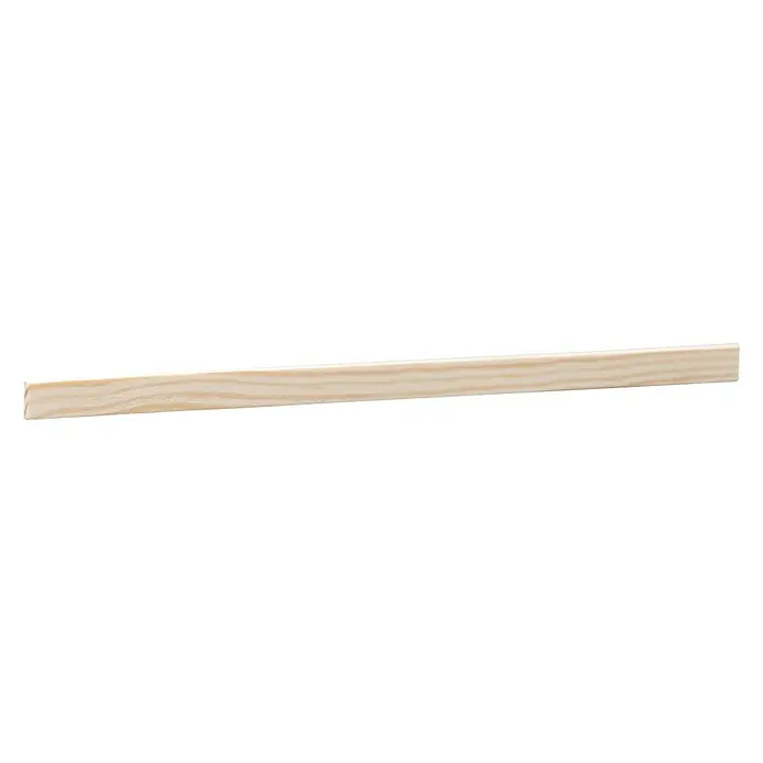 Rechteckleiste - 90 cm x 10 mm x 3 mm, Kiefer - Ein helles, unbehandeltes Holzbrett, ideal für Bauprojekte oder DIY-Enthusiasten. Natürliche Holzmaserung sichtbar.
