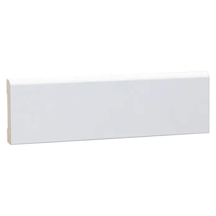 Sockelleiste - 244 x 0,95 x 5,8 cm, MDF - Detailaufnahme einer weißen Sockelleiste, ideal für jeden Raum. Elegantes Design und robuste Verarbeitung zeichnen diese Fußleiste aus.
