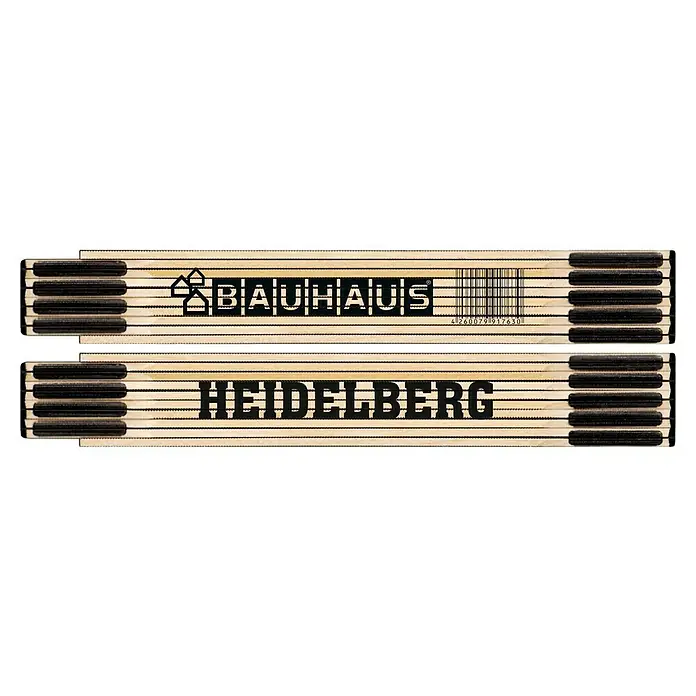 BAUHAUS Zollstock - HEIDELBERG - Bauhaus und Heidelberg Zollstock, ein faltbares Messwerkzeug, ideal für präzise Messungen und Handwerksprojekte.