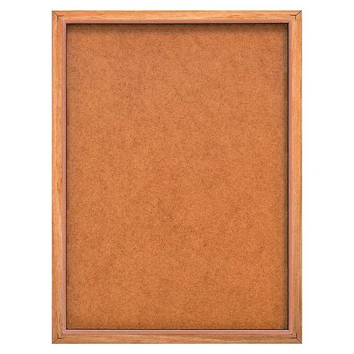 Reinders Bild Slim Frame Wood - Face Patterns, B x H: 30 x 40 cm - Ein rechteckiger Holzrahmen mit einer braunen Korkplatte in der Mitte, ideal für Notizen und Erinnerungen.