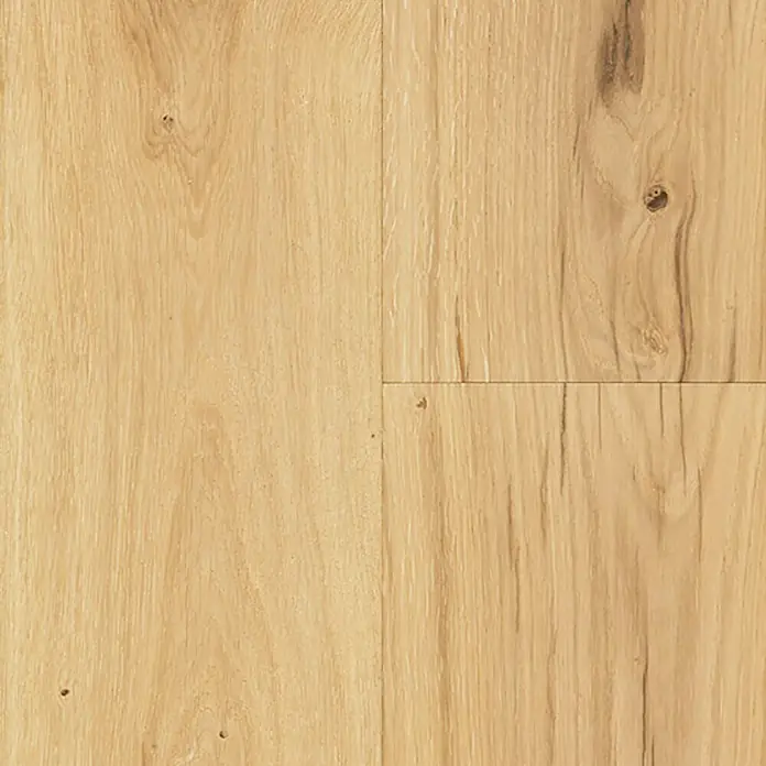 Parkett - Eiche Laura, Landhausdiele, 2.200 x 240 x 15 mm - Helles Holzbodenmuster mit natürlichen Maserungen und Astlöchern. Ein hochwertiger Bodenbelag für ein stilvolles Interieur.