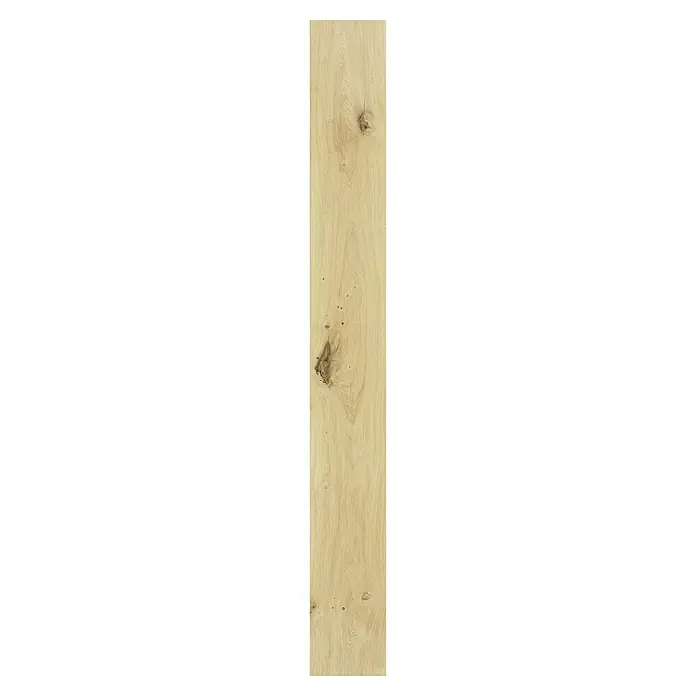 Parkett - Eiche Laura, Landhausdiele, 2.200 x 240 x 15 mm - Helle Holzplanke mit Astlöchern und Maserung, ideal für rustikale Möbel oder Fußböden mit natürlichem Charme.