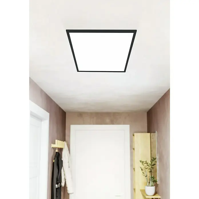 Tween Light LED-Panel CCT-RC-DIM32,5 W, L x B x H: 60 x 60 x 5 cm - Deckenleuchte im Flur. Die quadratische LED-Leuchte mit schwarzem Rahmen erhellt den Raum und sorgt für modernes Ambiente.