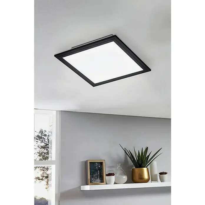 Tween Light LED-Panel CCT-RC-DIM - 15,5 W, L x B x H: 29,5 x 29,5 x 5 cm - Moderne, quadratische Deckenleuchte mit schwarzem Rahmen und hellem, diffusem Licht für eine gleichmäßige Ausleuchtung des Raumes.