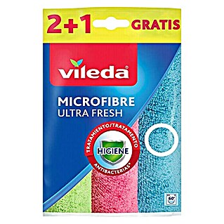 Vileda Microfibre Bayetas de limpieza Ultrafresh 2+1 (3 ud., Microfibra, Multicolor)