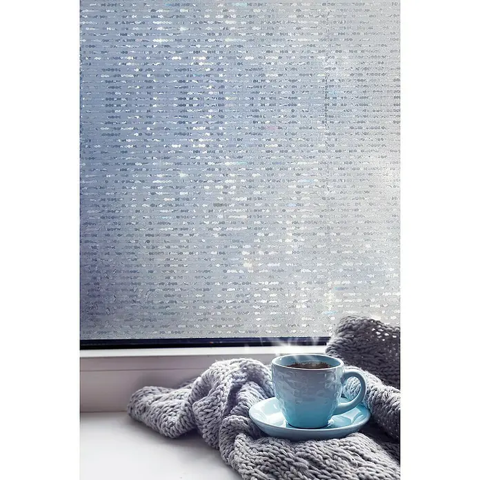 Lámina para ventana al corte Viena - Ancho: 92 cm, Transparente - Película decorativa para ventanas con taza de café. La película proporciona privacidad y es decorativa.