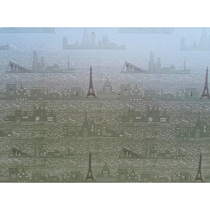 Lámina para ventana Viajes - 92 cm x 1,5 m, Transparente - Papel pintado con paisajes urbanos y diseño de letras. Una pieza decorativa moderna y elegante para cualquier hogar!