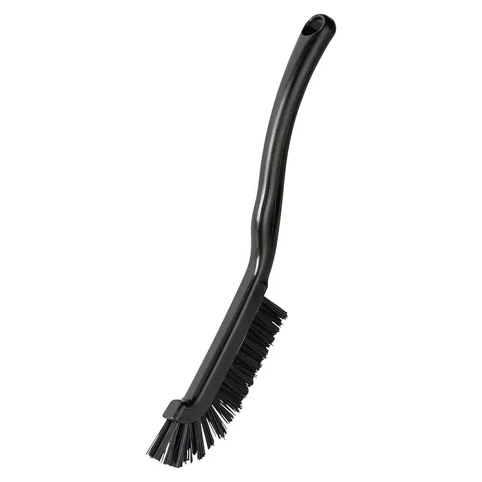Haug Fugenbürste - Schwarz, L x B x H: 22 x 1,5 x 1,9 cm, Polyester PBT - Eine schwarze Bürste mit einem gebogenen Griff und Borsten zur Reinigung von schwer zugänglichen Stellen, ideal für Küche und Bad.