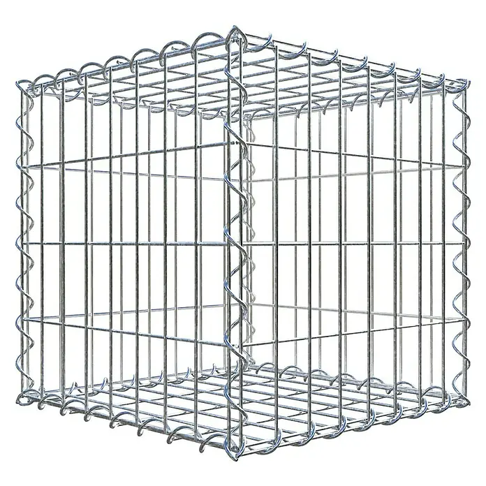Gabiona Gabione - 40 x 40 x 40 cm, Metall, Maschenbreite: 50 mm, Maschenhöhe: 100 mm - Gabione aus verzinktem Draht, ideal für Garten- und Landschaftsbau, bietet Stabilität und modernes Design für vielfältige Anwendungen.