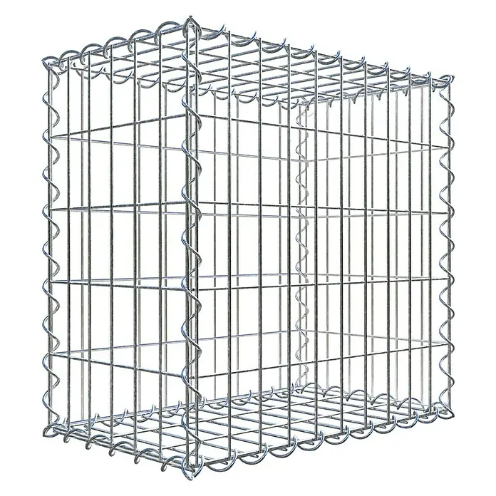 Gabiona Gabione - 50 x 30 x 50 cm, Metall, Maschenbreite: 50 mm, Maschenhöhe: 100 mm - Draufsicht auf einen Gabionen-Steinkorb aus verzinktem Stahl. Der Gabionenkorb ist leer und bereit zur Befüllung mit Steinen oder anderen Materialien.