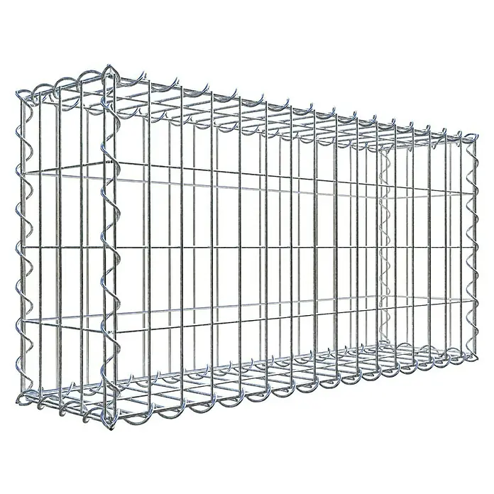 Gabiona Gabione - 80 x 20 x 40 cm, Metall, Maschenbreite: 50 mm, Maschenhöhe: 100 mm - Ein Gabionenkorb aus verzinktem Drahtgeflecht, ideal für den Einsatz im Garten- und Landschaftsbau. Stabil und langlebig.
