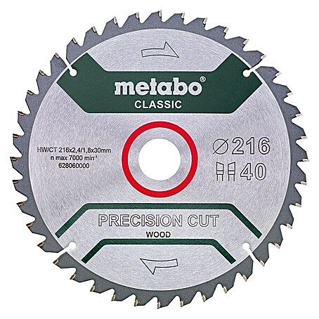 Metabo Classic Kreissägeblatt Z40 (216 mm, Bohrung: 30 mm, Anzahl Zähne: 40 Stk.)