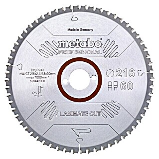 Metabo Kreissägeblatt Laminate Cut (216 mm, Bohrung: 30 mm, 60 Zähne)