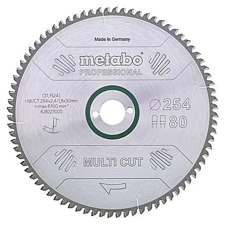 Metabo Kreissägeblatt Power Cut Wood Professional (254 mm, Bohrung: 30 mm, Anzahl Zähne: 24 Stk.)