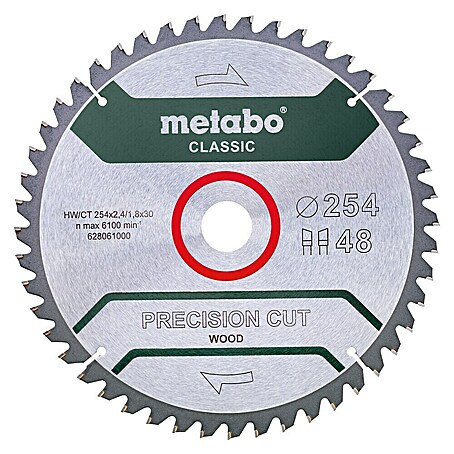 Metabo Classic Kreissägeblatt Z48 (254 mm, Bohrung: 30 mm, Anzahl Zähne: 48 Stk.)