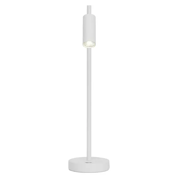 Nordlux Omari Lámpara de sobremesa LED - 3,3 W, L x An x Al: 10 x 15,5 x 40 cm, Blanco, Color de luz: Blanco cálido - Elegante lámpara de mesa blanca con diseño minimalista, ideal para espacios modernos e iluminación enfocada.