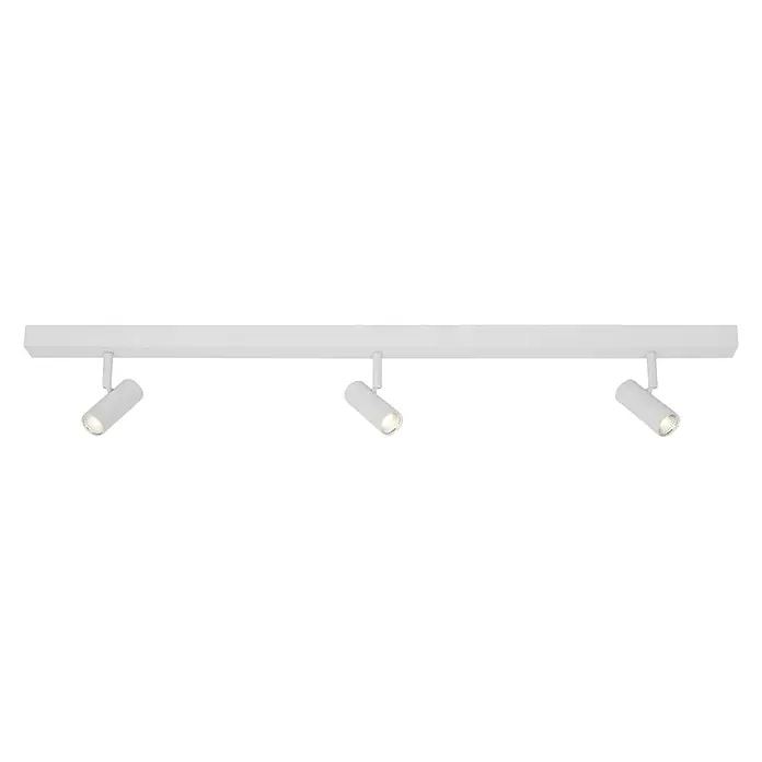 Nordlux Omari Regleta LED - 9,6 W, L x An x Al: 3,5 x 78 x 12 cm, Blanco - Esta imagen muestra una lámpara de carril triple blanca con focos ajustables, mostrando una estética elegante y moderna.