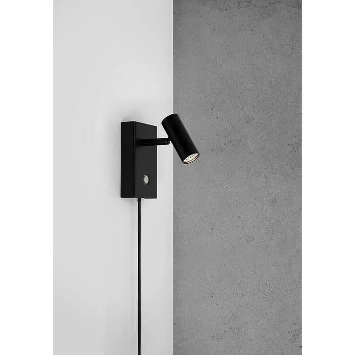 Nordlux Omari Aplique de pared LED - 3,3 W, L x An x Al: 7 x 12 x 12 cm, Negro - Elegante lámpara de pared negra con foco ajustable, ideal para iluminación dirigida y diseño moderno. Iluminación de acento elegante para cualquier habitación.