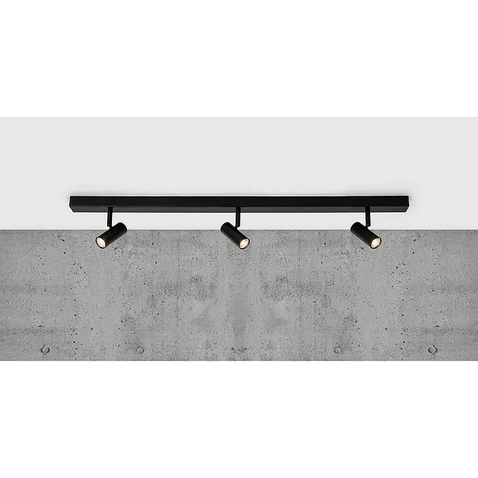 Nordlux Omari Regleta LED - 9,6 W, L x An x Al: 3,5 x 78 x 12 cm, Negro - Moderna lámpara de techo negra con tres focos ajustables. Ideal para iluminación dirigida a la habitación y crear un ambiente moderno.