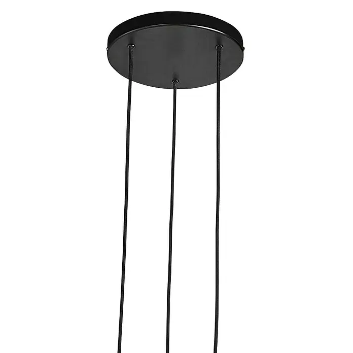 Nordlux Lámpara colgante Tilo - 45 W, Ø x Al: 6 x 22,6 cm, Número de bombillas: 3 ud., Negro, GU10 - Detalle de una lámpara colgante negra moderna con tres elementos colgantes delicados y un soporte de techo redondo.