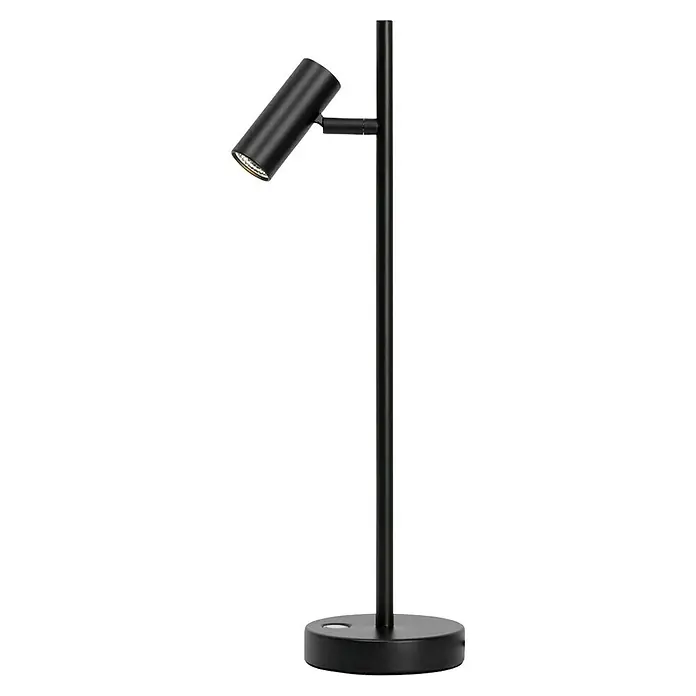 Nordlux Omari Lámpara de sobremesa LED - 3,3 W, L x An x Al: 10 x 15,5 x 40 cm, Negro, Color de luz: Blanco cálido - Elegante lámpara de escritorio negra mate con foco ajustable para iluminación dirigida. Perfecta para oficina o mesita de noche.