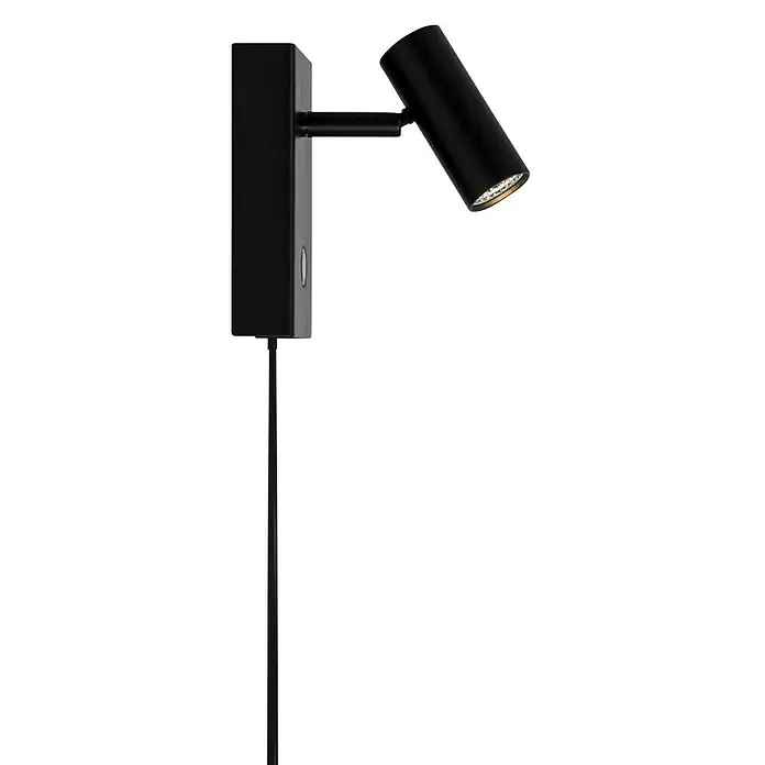 Nordlux Omari Aplique de pared LED - 3,3 W, L x An x Al: 7 x 12 x 12 cm, Negro - Elegante lámpara de pared negra con foco ajustable para iluminación dirigida. Ideal para dormitorios o rincones de lectura.