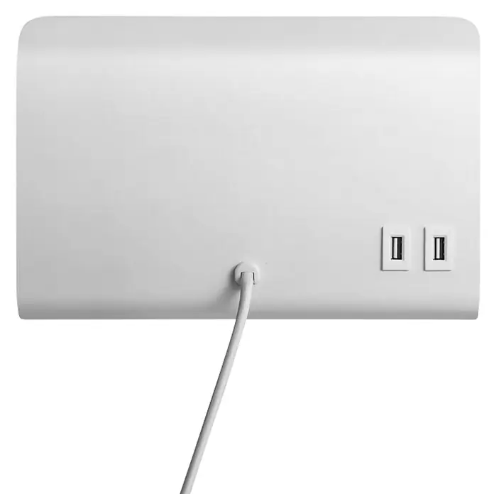 Nordlux Aplique de pared Roomi - 35 W, L x An x Al: 16,5 x 24,8 x 28,2 cm, Blanco, GU10 - Un cargador blanco limpio con puertos y un cable, mostrando una estética minimalista y moderna.