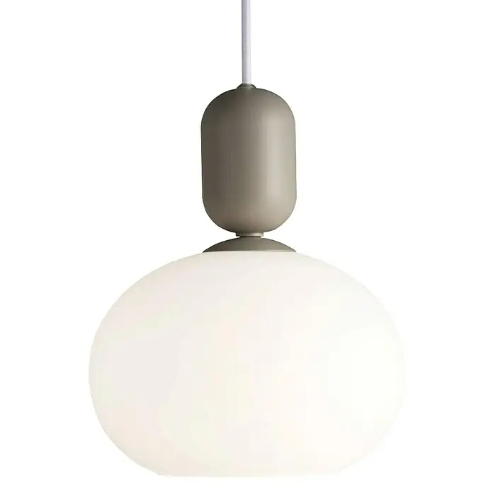 Nordlux Notti Lámpara colgante redonda - 40 W, Ø x Al: 20 x 23,8 cm, Gris, E27 - Lámpara colgante moderna con un soporte gris y una pantalla esférica blanca para una iluminación elegante.