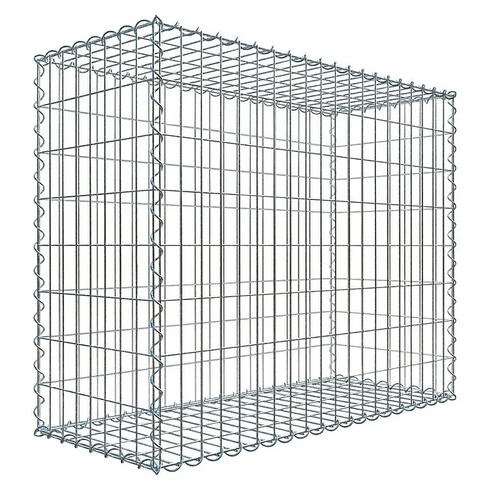 Gabiona Gabione - 100 x 40 x 80 cm, Metall, Maschenbreite: 50 mm, Maschenhöhe: 100 mm - Gabione: Ein rechteckiger, leerer Gabionenkorb aus Drahtgeflecht, bereit zur Befüllung mit Steinen oder anderen Materialien für den Gartenbau.