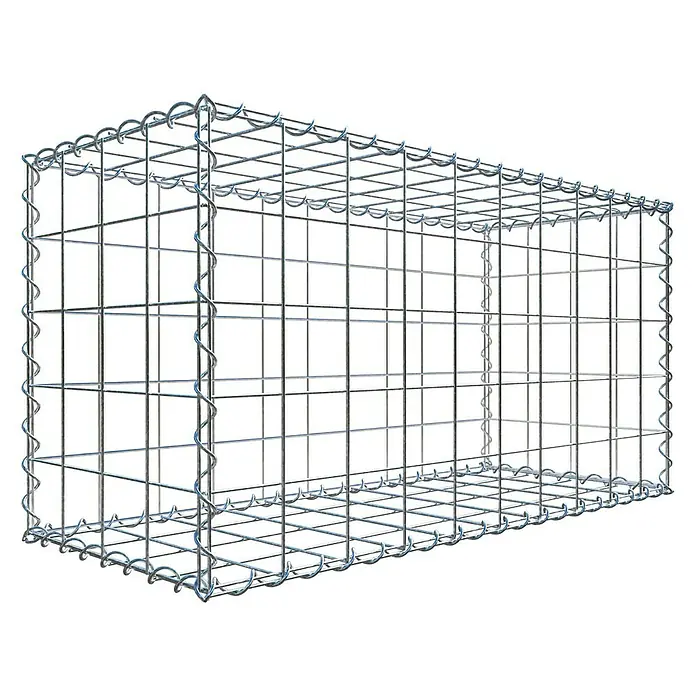 Gabiona Gabione - 100 x 40 x 50 cm, Metall, Maschenbreite: 100 mm, Maschenhöhe: 100 mm - Gabionen-Steinkorb mit rechteckiger Form und Drahtgeflechtstruktur. Perfekt für den Gartenbau und zur Gestaltung von Außenbereichen.